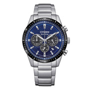 Citizen T9 Crono CA4624-56L - bracciale e cassa acciaio - quadrante blu con datario e cronografo